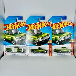 Hot Wheels Chevy Lot of 2x - Custom ‘72 Chevy Luv Green 2x HW Hot Trucks 2023